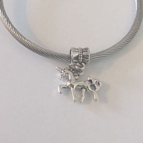 Silver Unicorn‎ Dangle Charm for Pandora Style Bracelet - Picture 4 of 4